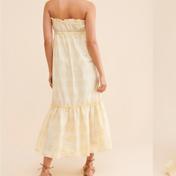 FREE PEOPLE Leanna Tube Dress ruffled maxi Dress Size X Small Ivory combo - Picture 1 of 14
